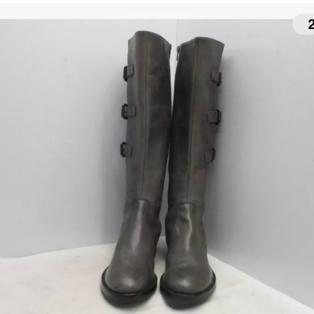Ecco Dark Gray Heeled Boots with Buckles - Picture 2 of 4